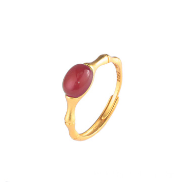 Nephrite Red Agate Jade Designer Vintage Gemstone ring